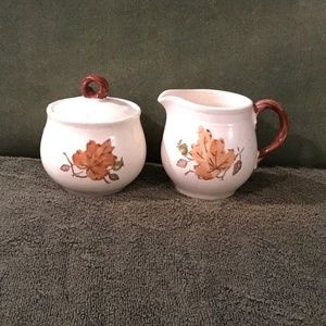 Poppytrail By Metlox Woodland Gold Cream And Sugar Set